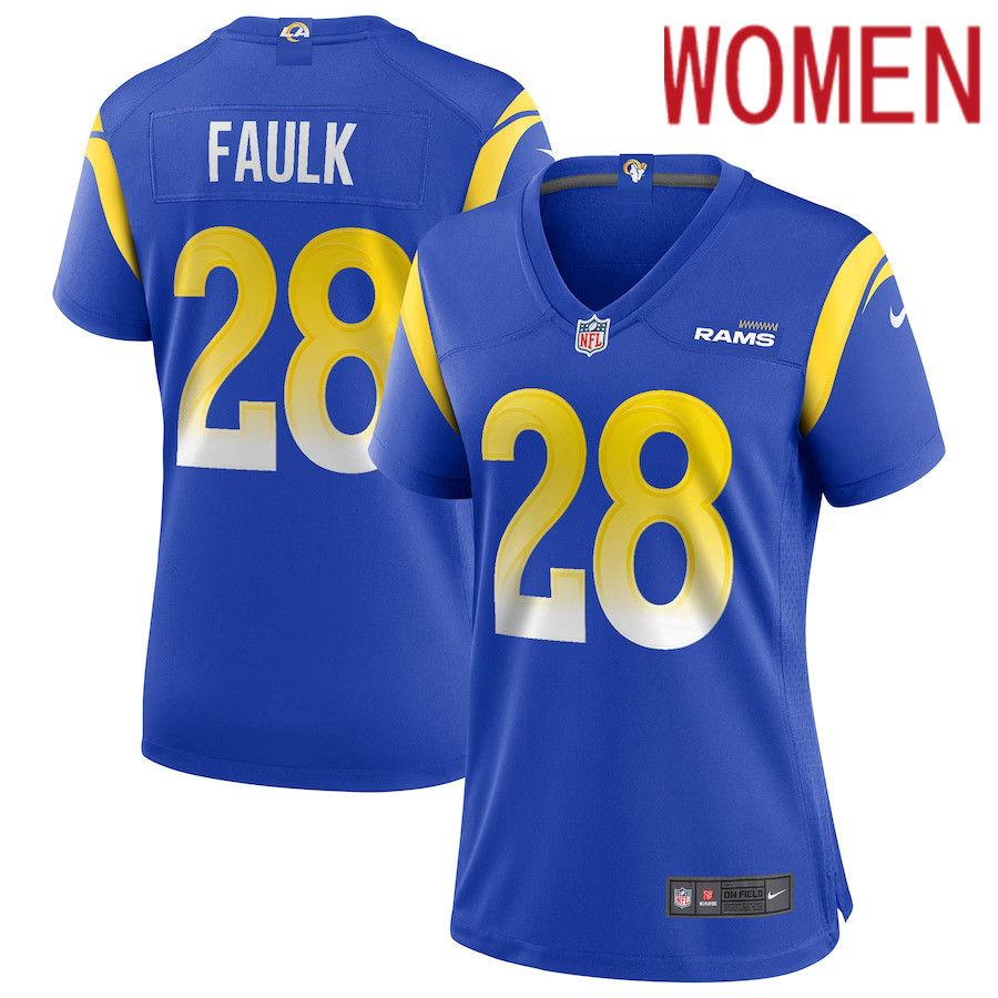 Women Los Angeles Rams #28 Marshall Faulk Nike Royal Game Retired Player NFL Jersey